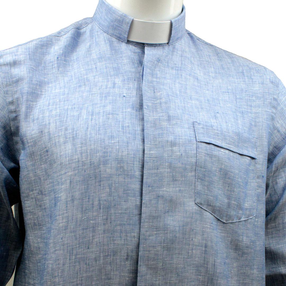 Camisa de Linho - Azul - S - Manga Comprida