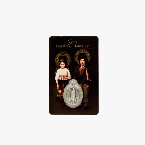Cartão com medalha Francisco e Jacinta - Italiano