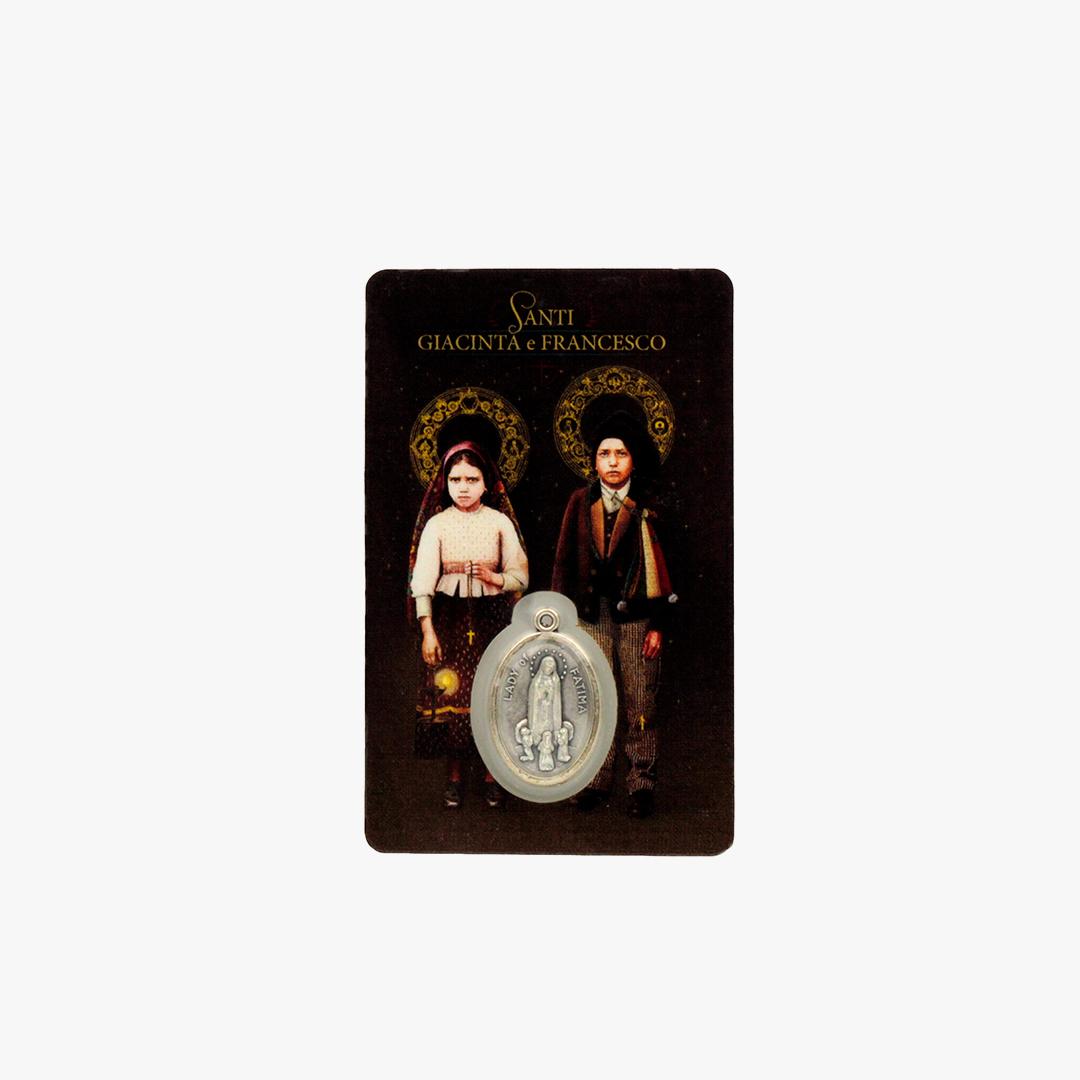 Cartão com medalha Francisco e Jacinta - Italiano