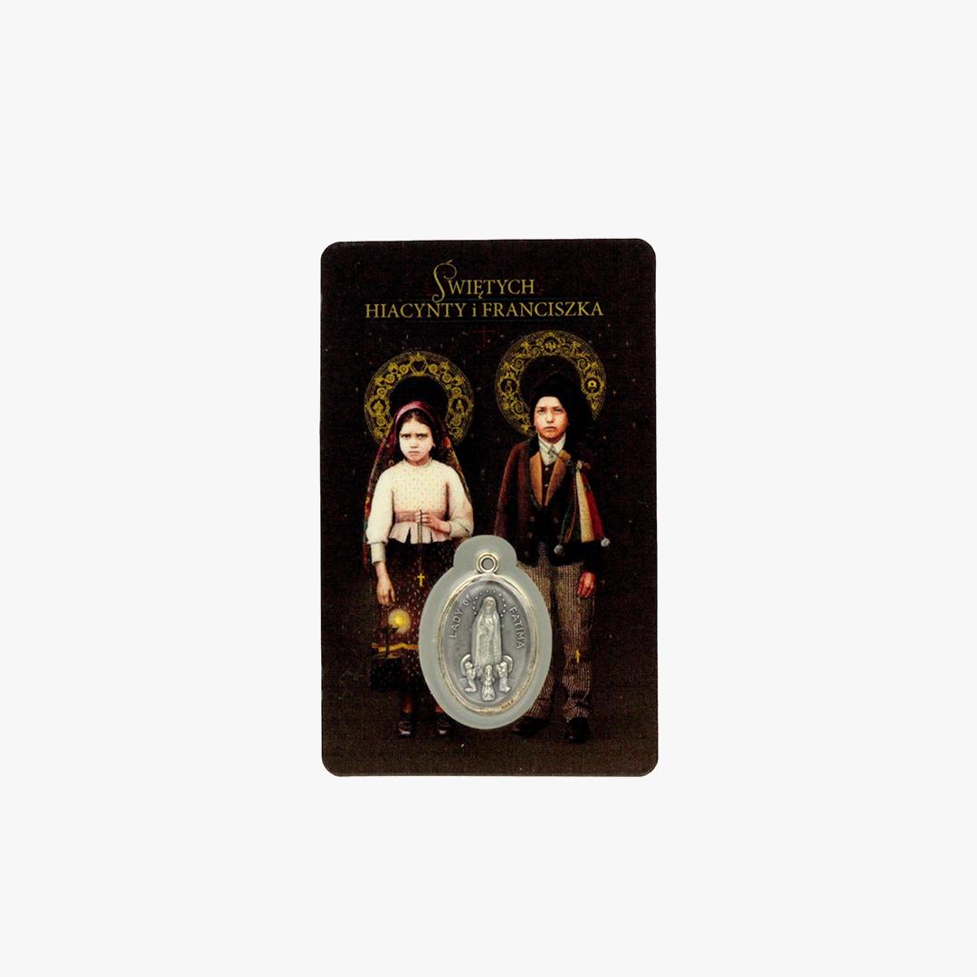 Cartão com medalha Francisco e Jacinta - Polaco