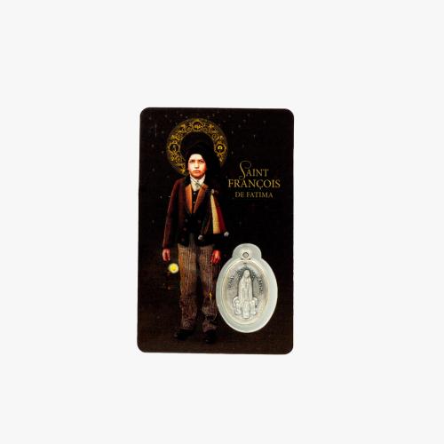 Cartão com medalha Francisco Marto - Francês