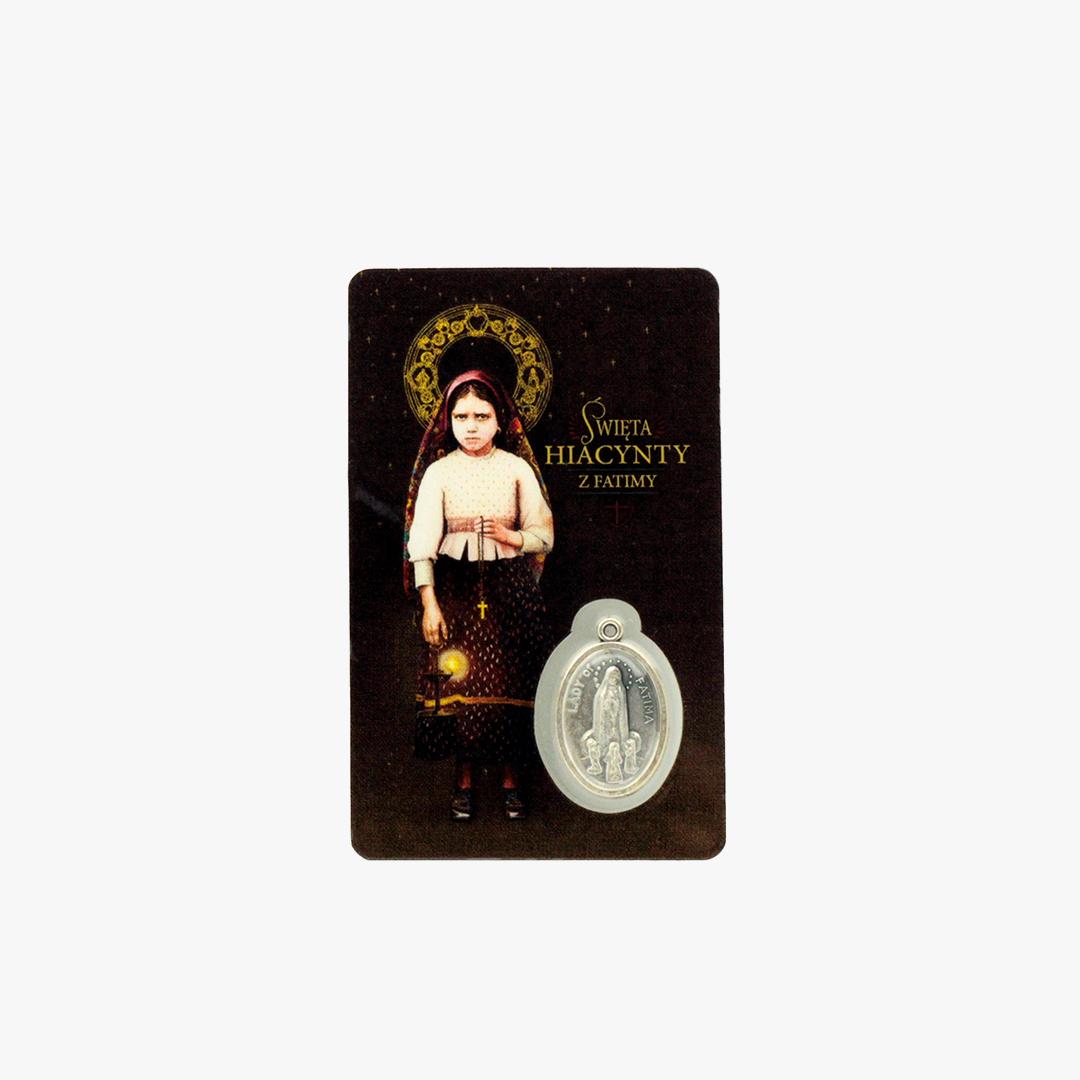 Cartão com medalha Jacinta Marto - Polaco