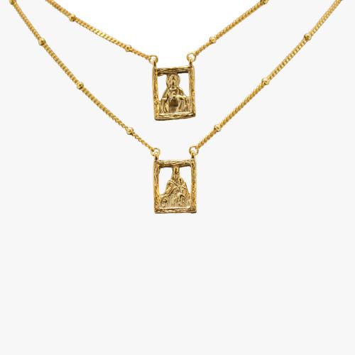 Escapulário Retangular Prata Dourada