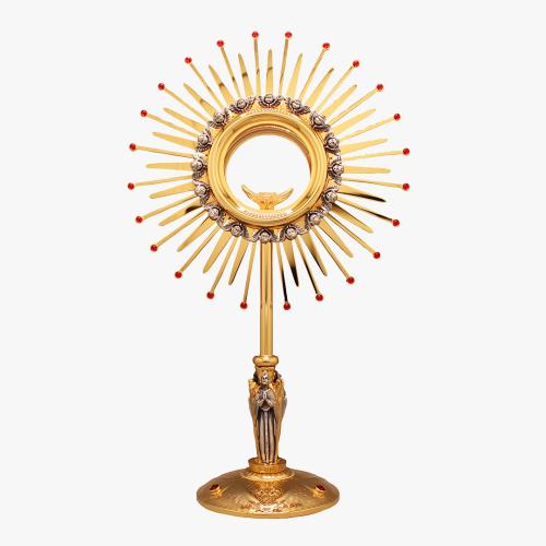 Ostensório com Anjos e pedras vermelhas