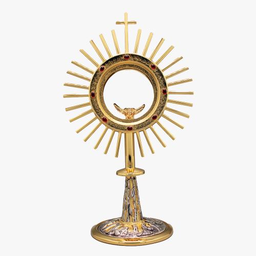 Ostensório Dourado com pedras vermelhas