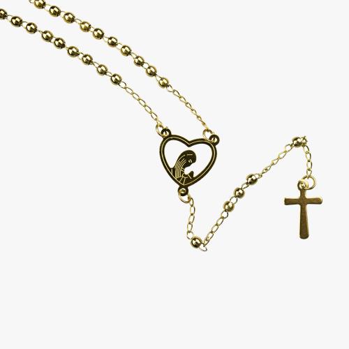Terço colar em Aço dourado - Santuário de Fátima
