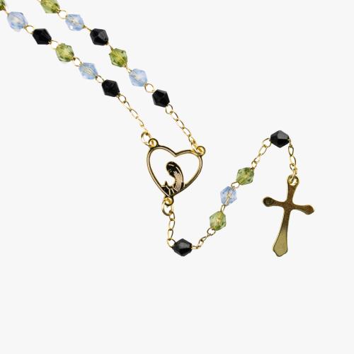 Terço Colar em Aço e Cristal