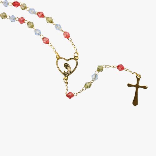 Terço Colar em Aço e Cristal