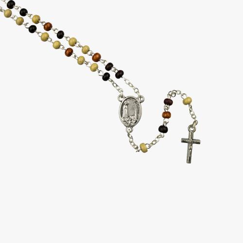 Terço de madeira tricolor