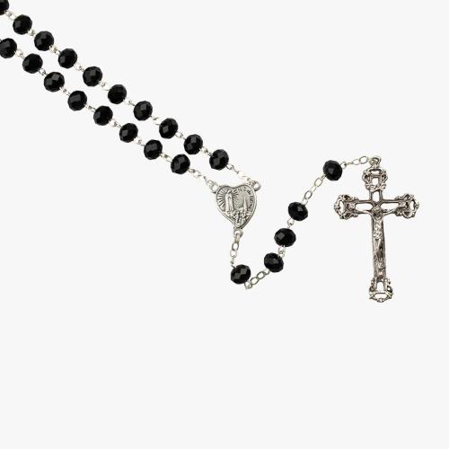 Terço Preto e Prateado Cristal